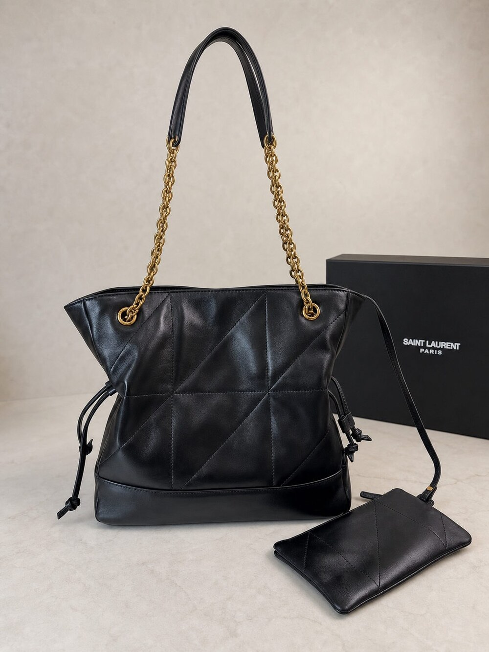 Yves Saint Laurent Jamie Medium Black Quilted Lambskin Tote Bag - Picture 2 of 9